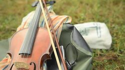 violin smartphone and power bank Stock Footage