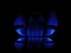 Blue Gas Flame with reflection on black backround. Stock Footage