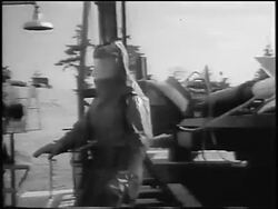 B/W 1955 man in protective clothing showering after fuelling Nike missile / near Seattle / newsreel Stock Footage