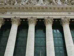 ZI Reveal of the New York Stock Exchange / New York City, New York State, USA Stock Footage