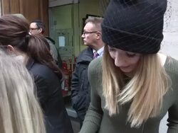 Cheryl Cole, Nadine Coyle, Kimberley Walsh, Sarah Harding and Nicola Roberts arrive at BBC Radio One Stock Footage