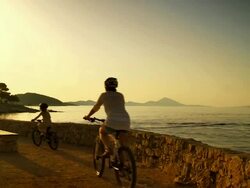 HD: Family Cycling At Sunset Stock Footage