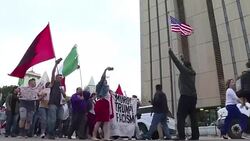 CLEAN : Protest in San Diego ahead of Trump's California trip News Clip