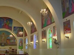 Pan Left Shot Church Ajloun Jordan Stock Footage