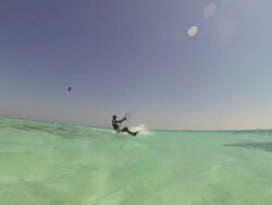 A man kite surfing on the Red Sea in Egypt. - Slow Motion Stock Footage