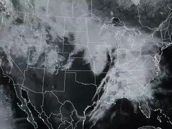 CU Shot of weather satellite loop showing powerful storm - tornado outbreak moving across southern US / United States Stock Footage