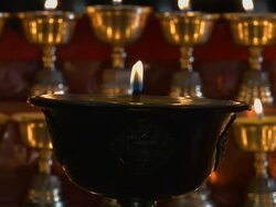 Pull Back Oil Lamps Lhasa Tibet China Stock Footage