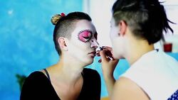 Halloween Face Art - Sugar Skull Female Mask Stock Footage