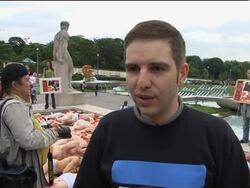 PETA activists covered in fake blood rally against bullfighting News Clip