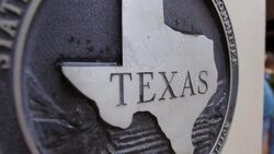 Rain falls on Texas state historical marker Stock Footage