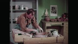 MS Man forming pottery on wheel in studio / United States Stock Footage