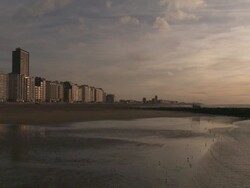WS Dusk over Ostend / Ostend, Flanders, Belgium Stock Footage