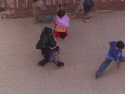 MS, Nepal, Katmandu, People walking on street, overhead view Stock Footage