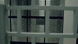 At bank. Room with safety deposit boxes Stock Footage