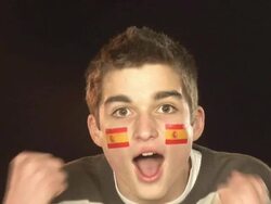 Spain football / soccer sports fan - HD &amp; PAL Stock Footage