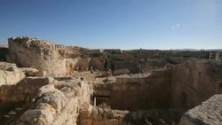 Herodium (Herodion) archeological site in Judean desert/ Steady Cam Shot Stock Footage