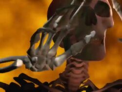 Speaking, Singing Skeleton with Fire for Halloween (Loop) Stock Footage