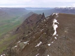 WS AERIAL View of arete between two post glacial valleys / Iceland Stock Footage
