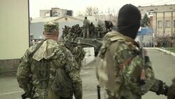 Ukraine - NATO carries out battle stations" exercises in the Baltic Sea / Ousted Ukrainian president says he hopes to return Crimea to Ukraine / Pro-Russians set steps of government building ablaze in Ukraine's second city / Man beaten and led away by masked gunmen / Prime Minister Arseniy Yatsenyuk accuses Russia of orchestrating the unrest / Pro-Russians and government supporters clash on Black Sea coast / Donetsk declares almost 90% vote in favour of independence News Clip