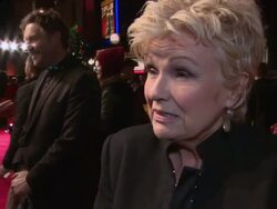 INTERVIEW - Julie Walters getting involved in the film, what audiences can expect, her rap scene at 'The Harry Hill Movie' UK film premiere at Vue West End on December 19, 2013 in London, England. Stock Footage