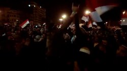 CLEAN: Anti-Mubarak protesters sing and dance on Tahrir square News Clip