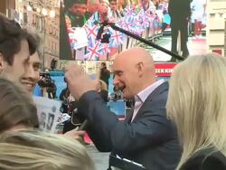 Duncan Goodhew at The Great British Premiere of Chariots of Fire at Leicester Square on July 10, 2012 in London, England (Footage by WireImage Video/Getty Images) Stock Footage