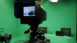 Broadcasting studio green screen Stock Footage