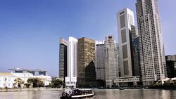 Ferry in Singapore Stock Footage