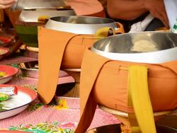 Offer food to monk Stock Footage