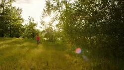 Ultra marathon runner running outdoors in nature Stock Footage