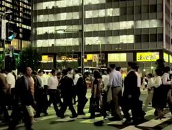 High Rising Buildings and Pedestrian crossing in the Akihabara Electronic District, Tokyo, Japan Stock Footage