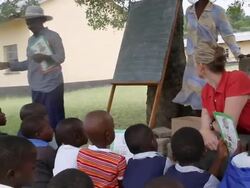 MS ZO Three teachers with young students / Save Valley,Southern Zimbabwe,Zimbabwe Stock Footage