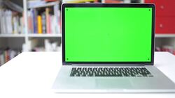 DOLLY: Chroma key tracking left to right Stock Footage