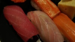 Eating sushi japanese food Stock Footage