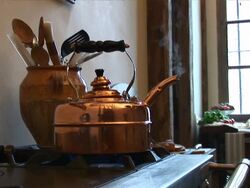 old fashioned copper teapot Stock Footage