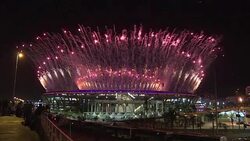 CLEAN : Fireworks explode over Maracana stadium for Rio opening ceremony News Clip