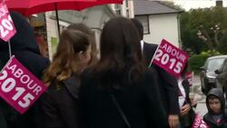 Ed Miliband arriving in Stevenage for speech News Clip