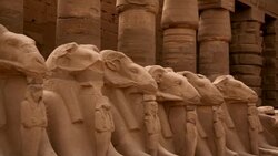Avenue of Ram Headed Sphinxes from Karnak Temple, Luxor Egypt Stock Footage