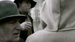 Villagers chant and taunt as Marie Antoinette walks toward the guillotine. Stock Footage