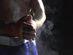 HD SUPER SLOW MO: Boxer Clapping Hands In Chalk Stock Footage
