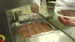 Chocolate Easter Bunny production at Confiserie Felicitas in Italy Stock Footage