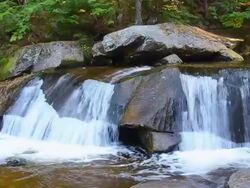 MS Shot of Grafton Notch State Park waterfalls over rocks in New England in fall Screw Auger Falls / Newry, Maine, United States Stock Footage