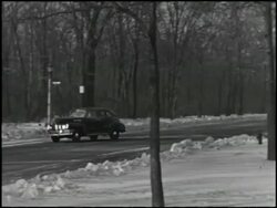 1947 Nash on snowy streets Stock Footage