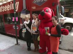 Miss Teen USA Danielle Doty, Miss USA Alyssa Campanella, Clifford the Big Red Dog and Pam Allyn at 2012 World Read Aloud Day Celebration on 3/7/2012 in New York, NY, United States Stock Footage