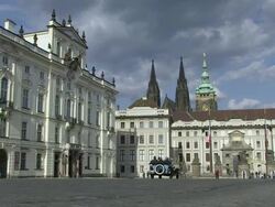 MS View of Prague castle behind st. vitus cathedral / Prague, Hlavni mesto Praha, Czech Republic Stock Footage