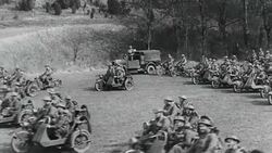 1940 B/W MONTAGE The British military and citizens prepare for the German invasion, with Big Ben protected behind barbed wire / United Kingdom Stock Footage
