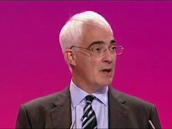 Alistair Darling, Chancellor of the Exchequer, speech to The Labour Party Conference 2009 Stock Footage