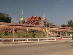 horse carriage in temple Phrathat Lampang Luang Stock Footage