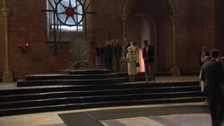 Britain's Queen Elizabeth II toured the set of the hit HBO television series "Game of Thrones" in Northern Ireland on Tuesday - but declined to take a seat on the Iron Throne. (June 24) News Clip