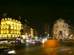 HD Timelapse:Paris night at St Michel Church, France Stock Footage